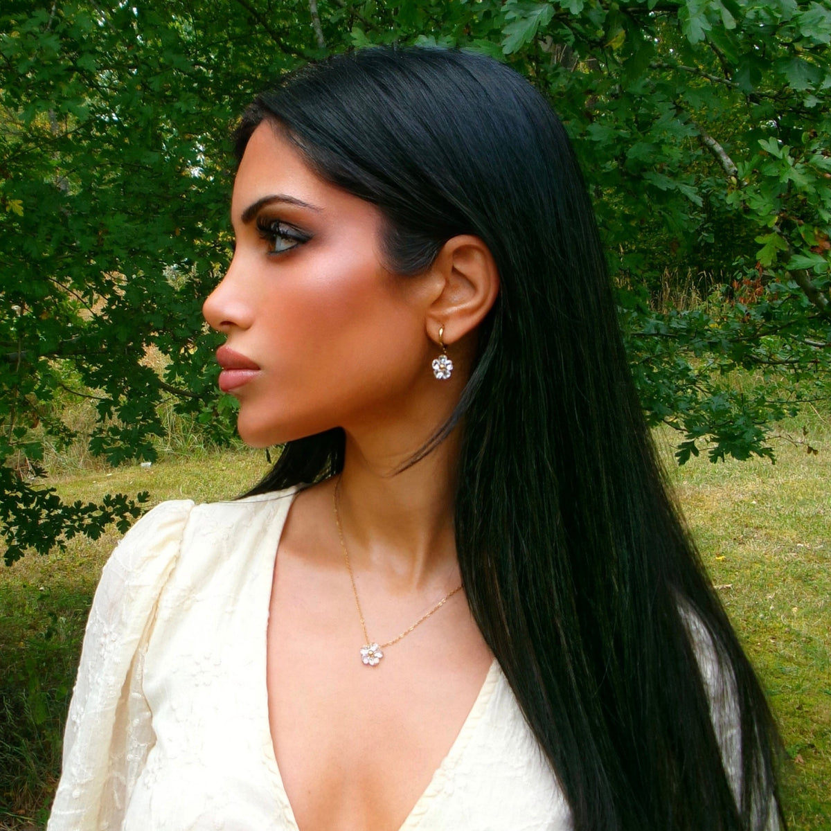 Floral Huggie Earrings