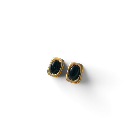 Black Agate Stud Earrings