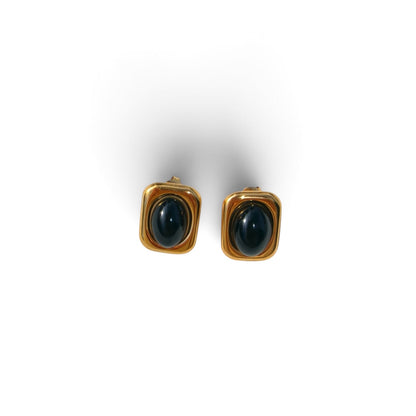 Black Agate Stud Earrings