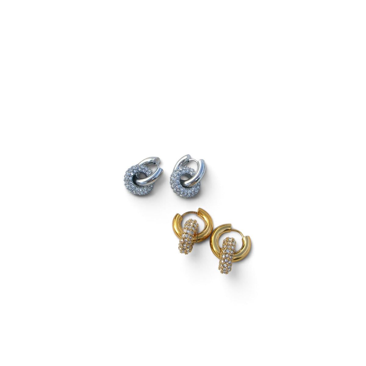 Double Hoop Pavé Huggie Earrings