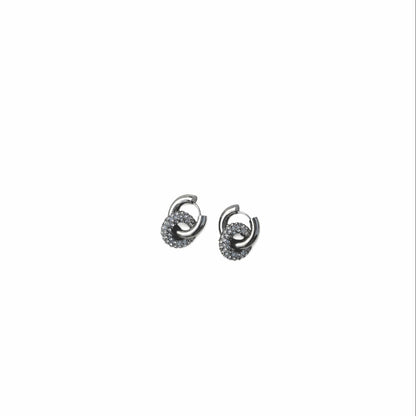 Double Hoop Pavé Huggie Earrings