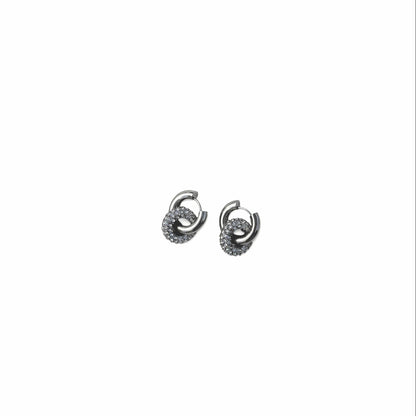 Double Hoop Pavé Huggie Earrings