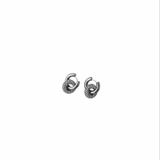 Double Hoop Pavé Huggie Earrings