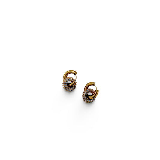 Double Hoop Pavé Huggie Earrings